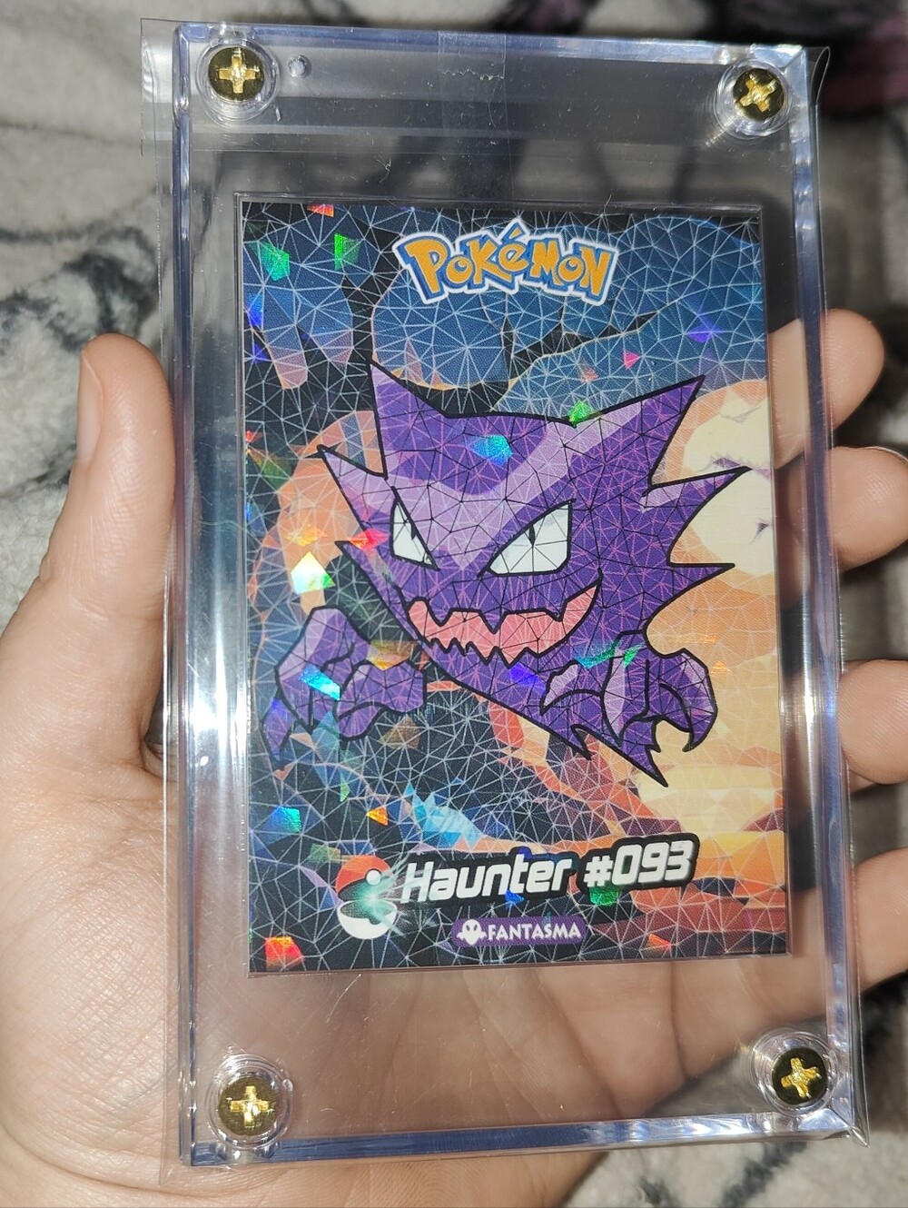 Haunter Crystal Cracked Ice holo with Case Pokémon Unofficial Card Peru tcg